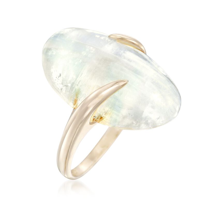 Moonstone Bypass Ring in 14kt Yellow Gold image number 2