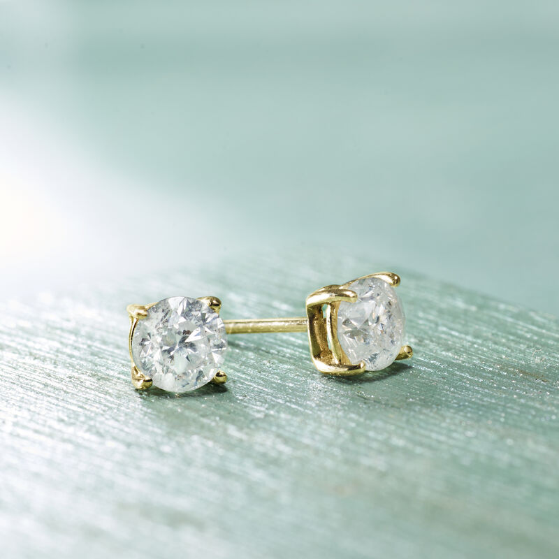 1.20 ct. t.w. Diamond Stud Earrings in 14kt Yellow Gold  image number 3