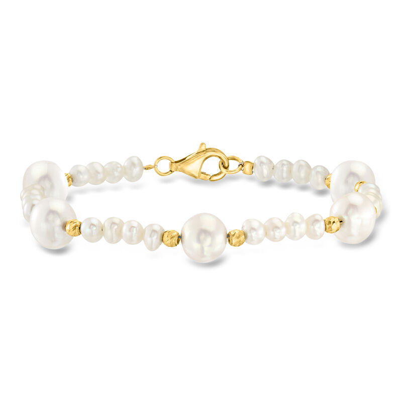3.5-8.5mm Cultured Pearl Station Bracelet in 18kt Gold Over Sterling image number 0