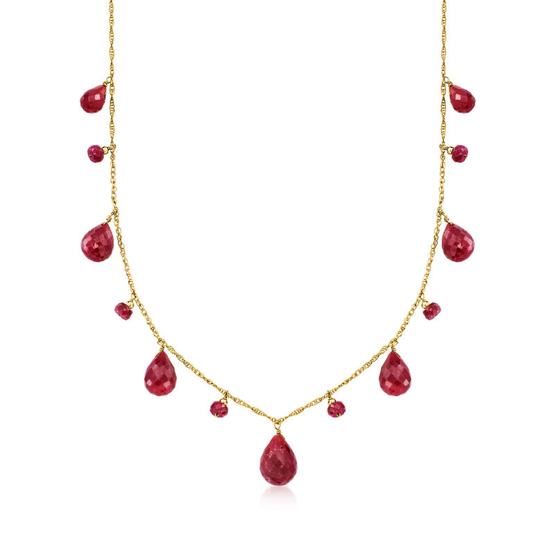 33.90 ct. t.w. Ruby Drop Necklace in 14kt Yellow Gold image number 2