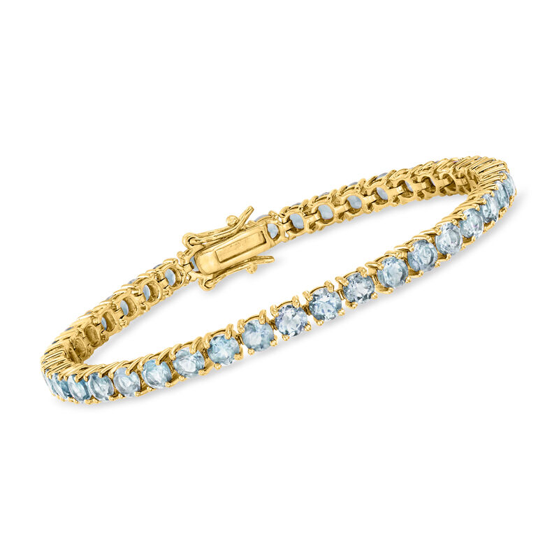 12.00 ct. t.w. Sky Blue Topaz Tennis Bracelet in 18kt Gold Over Sterling. 7" image number 0