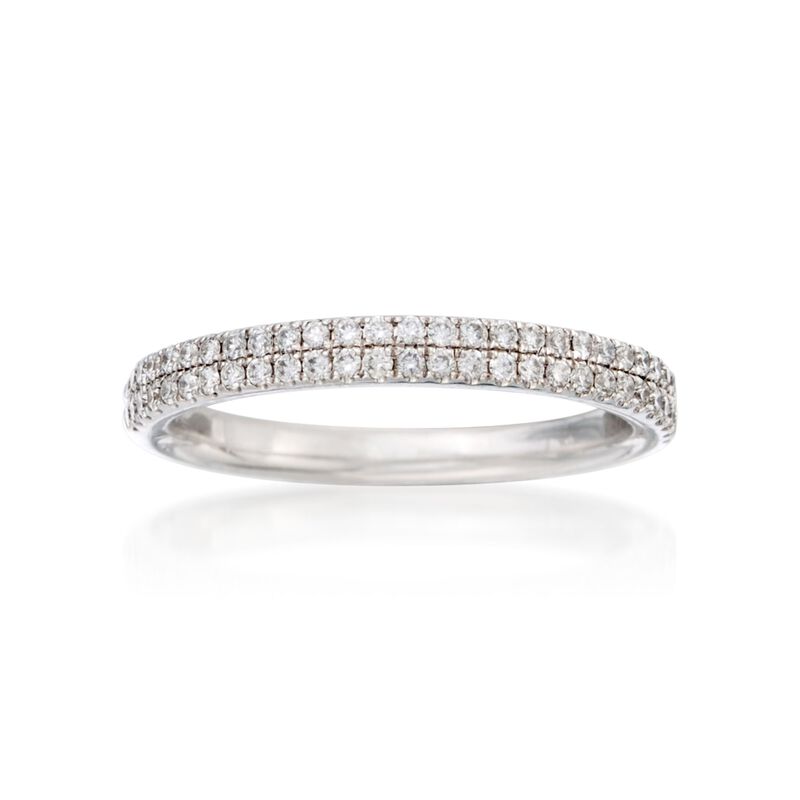 Henri Daussi .30 ct. t.w. Two-Row Pave Diamond Wedding Ring in 18kt White Gold image number 0