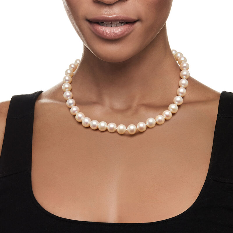 10-11mm Cultured Pearl Necklace with 14kt White Gold image number 1
