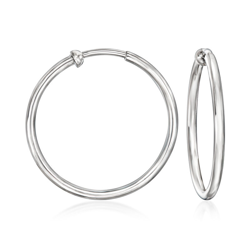 2mm Sterling Silver Clip-On Hoop Earrings. 1&quot; image number 0