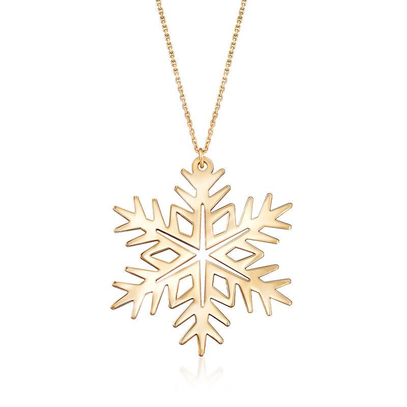 14kt Yellow Gold Large Snowflake Drop Necklace image number 0