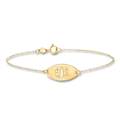Italian 14kt Yellow Gold Personalized Oval Disc Bracelet