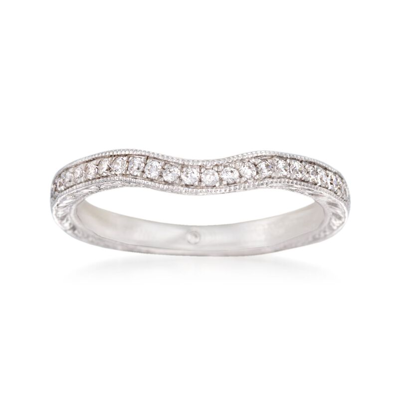 Gabriel Designs .20 ct. t.w. Diamond Curved Wedding Band in 14kt White Gold image number 0