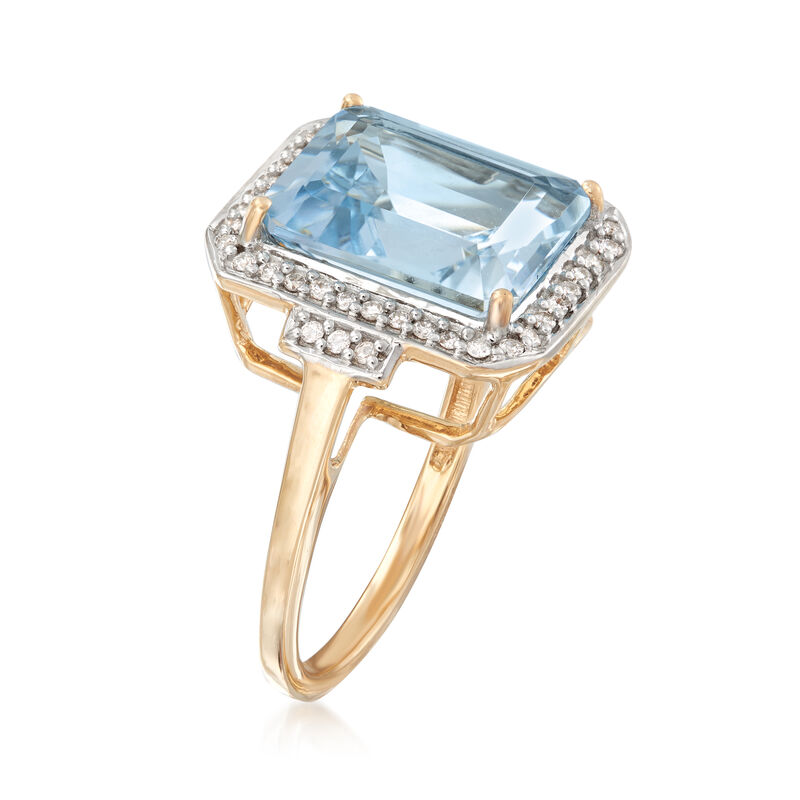5.00 Carat Aquamarine and .22 ct. t.w. Diamond Ring in 14kt Yellow Gold image number 2