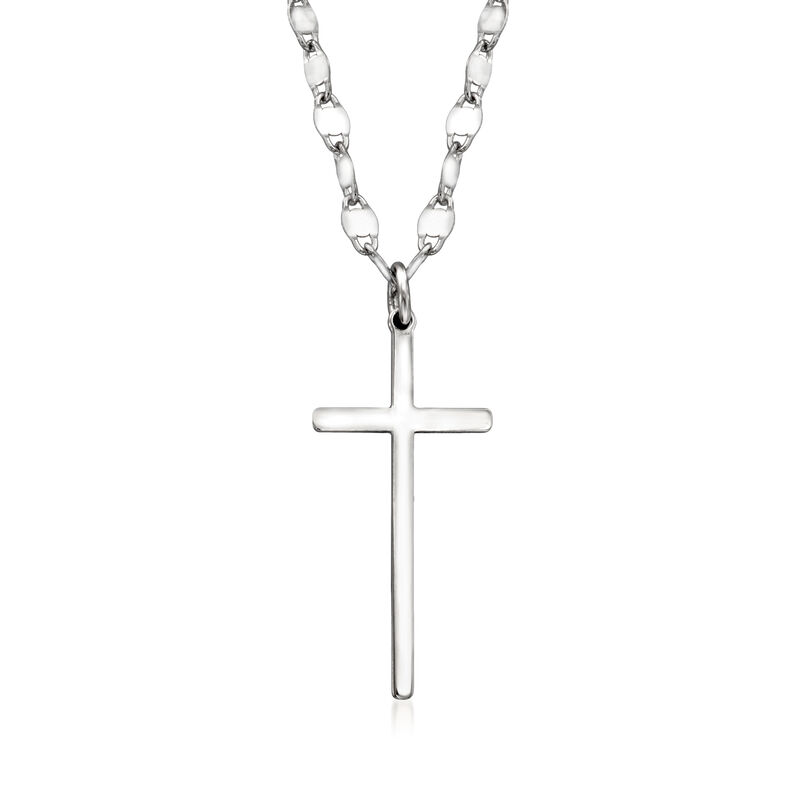 Italian Sterling Silver Cross Necklace image number 0