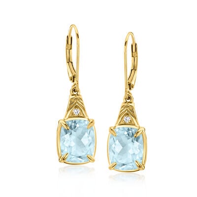 7.50 ct. t.w. Sky Blue Topaz Drop Earrings with Lab-Grown Diamonds in 18kt Gold Over Sterling