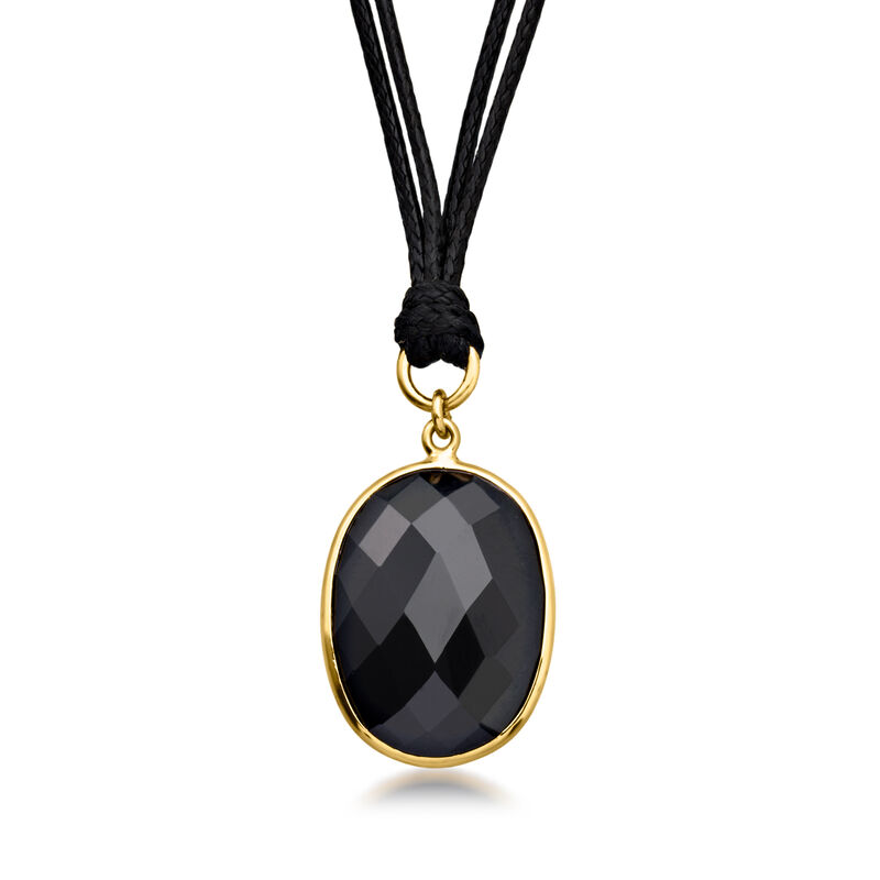 Onyx Necklace with Adjustable Black Vegan Leather Cord  image number 1