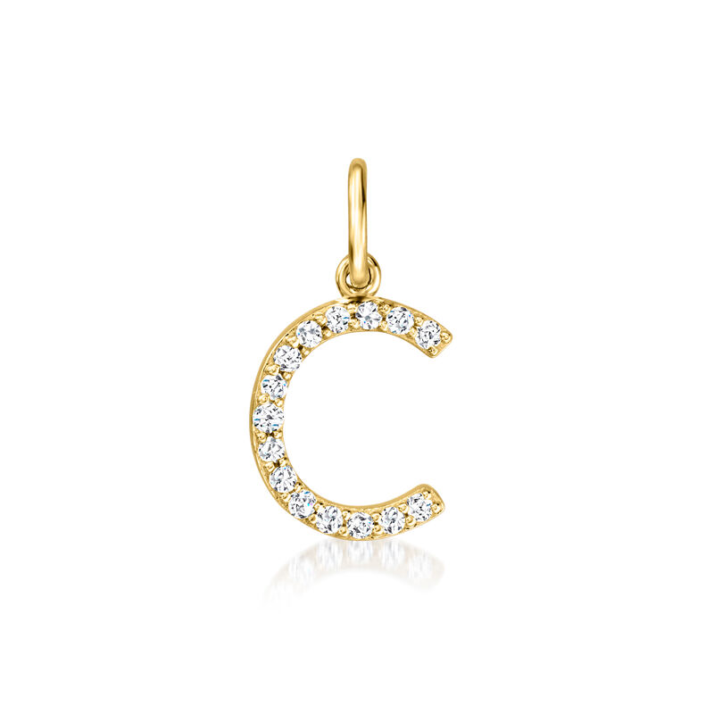 C - Diamond Initial Charm in 14kt Yellow Gold image number 0