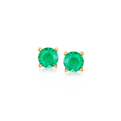 C. 1990 Vintage .70 ct. t.w. Emerald Stud Earrings in 14kt Yellow Gold