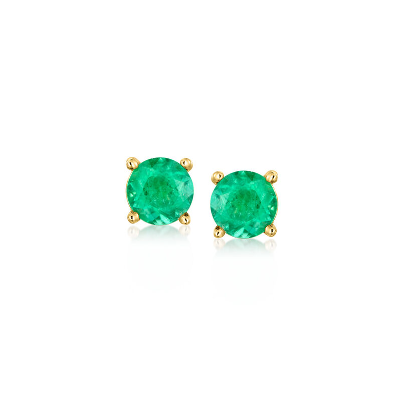 C. 1990 Vintage .70 ct. t.w. Emerald Stud Earrings in 14kt Yellow Gold  image number 0