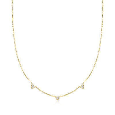 .25 ct. t.w. Heart-Shaped Lab-Grown Diamond Station Necklace in 14kt Yellow Gold