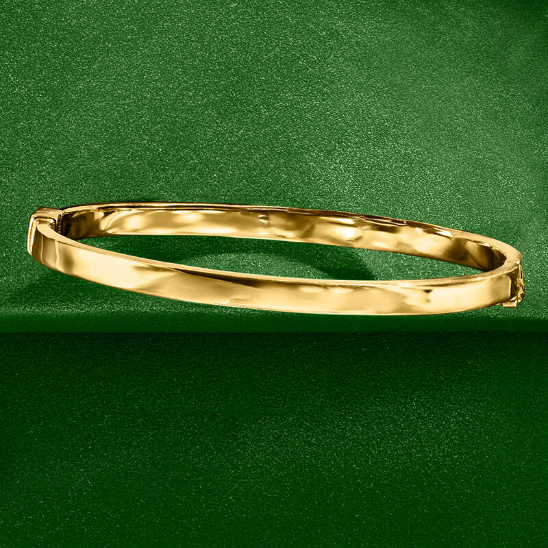 18kt Gold Vermeil Polished Bangle Bracelet. 7&quot; image number 3