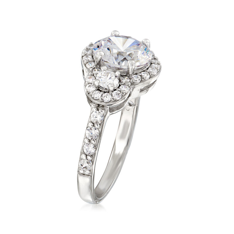 2.70 ct. t.w. CZ Three-Stone Ring in Sterling Silver image number 2