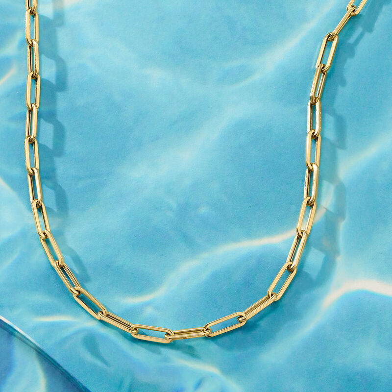Italian 14kt Yellow Gold Paper Clip Link Necklace. 16&quot; image number 2