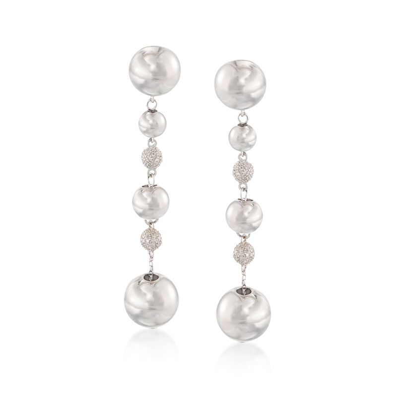 .30 ct. t.w. Pave Diamond Bead Drop Earrings in Sterling Silver image number 0