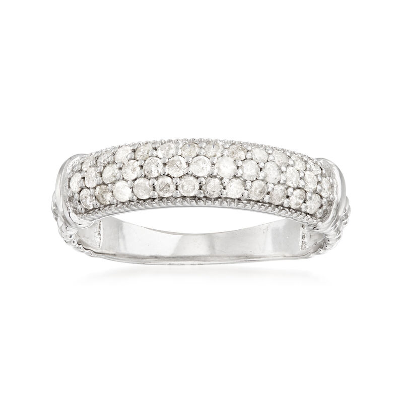 .50 ct. t.w. Pave Diamond Beaded Ring in Sterling Silver image number 0