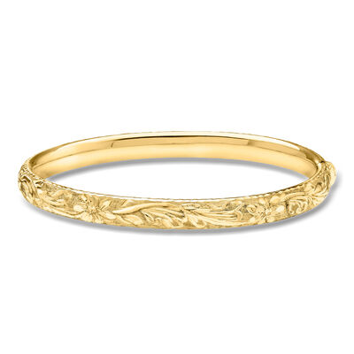 Italian 14kt Yellow Gold Florentine-Style Bangle Bracelet