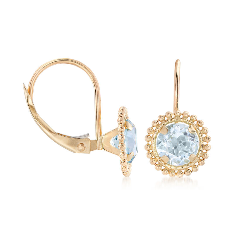1.10 ct. t.w. Blue Topaz Beaded Drop Earrings in 14kt Yellow Gold image number 2