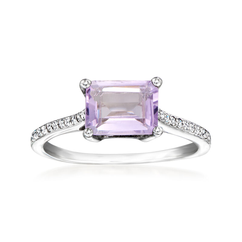 1.50 Carat Amethyst Ring with .11 ct. t.w. Diamonds in Sterling Silver image number 0