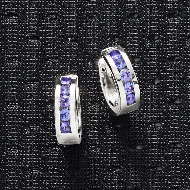 .60 ct. t.w. Tanzanite Huggie Hoop Earrings in Sterling Silver. 1/2&quot; image number 2