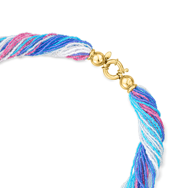 Italian Multicolored Murano Glass Torsade Necklace with 18kt Gold Over Sterling image number 2