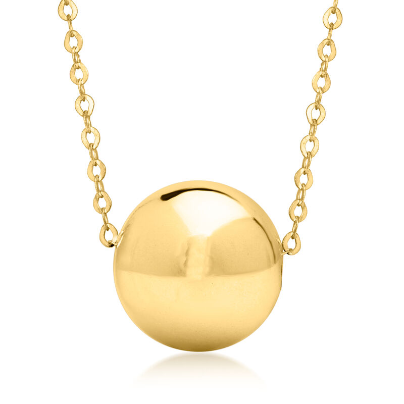 Italian 14kt Yellow Gold Bead Necklace. 18&quot; image number 1