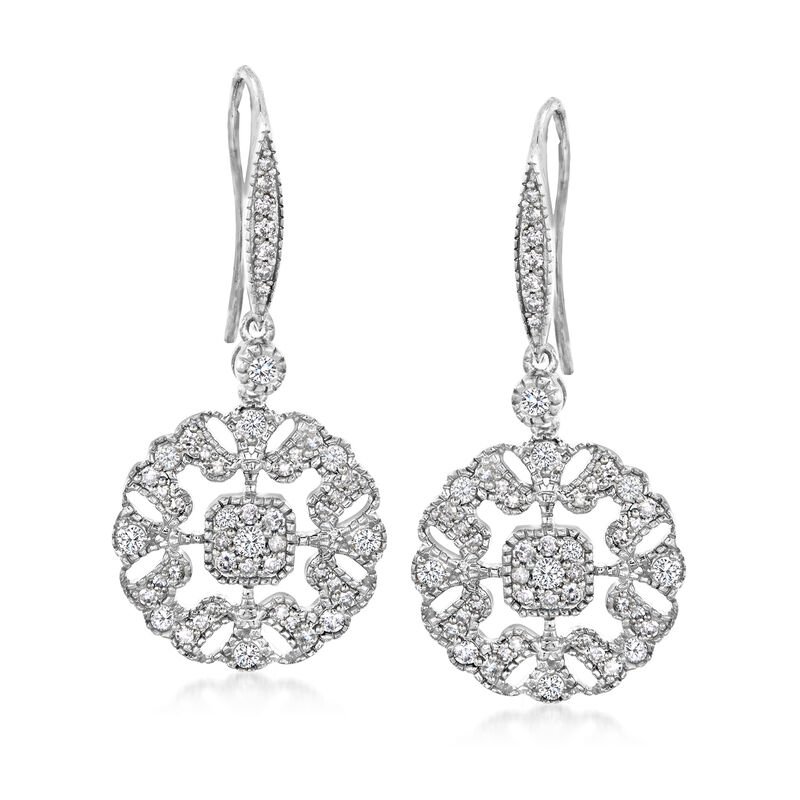 .75 ct. t.w. Diamond Openwork Drop Earrings in Sterling Silver image number 0