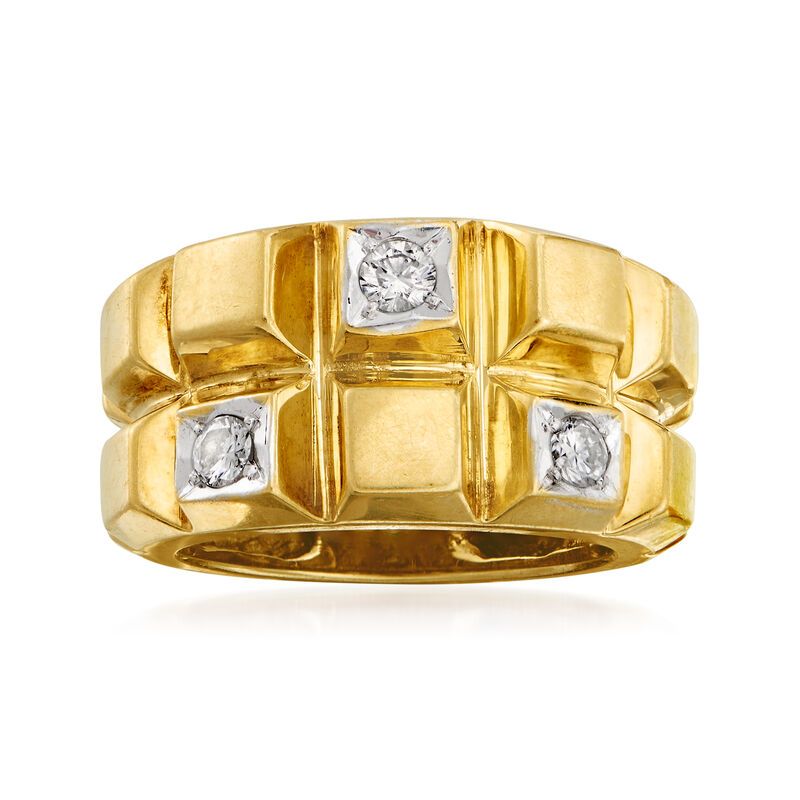 C. 1980 Vintage .30 ct. t.w. Diamond Squared-Sections Ring in 14kt Yellow Gold. Size 6.5 image number 0