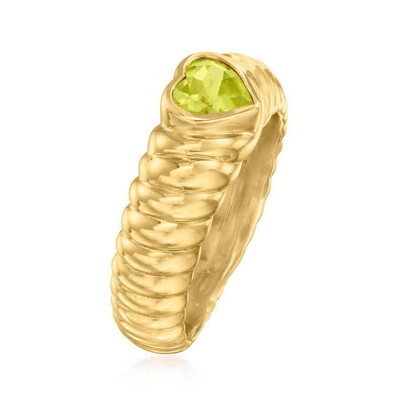 C. 1980 Vintage Tiffany Jewelry .60 Carat Peridot Heart Ring in 18kt Yellow Gold image number 2