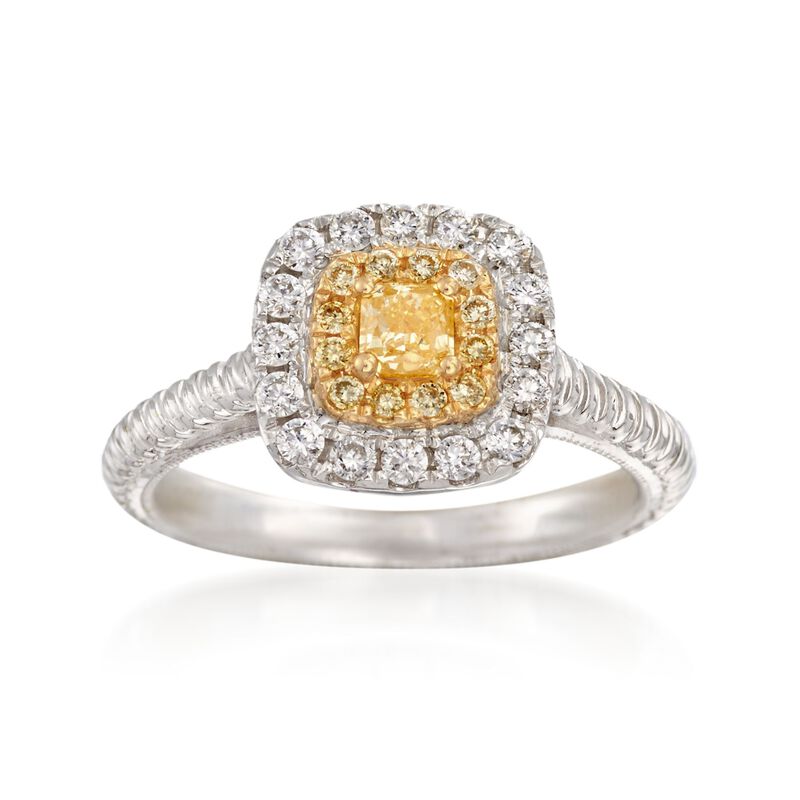 .52 ct. t.w. White and Yellow Diamond Ring in 18kt Two-Tone Gold. Size 6 image number 0