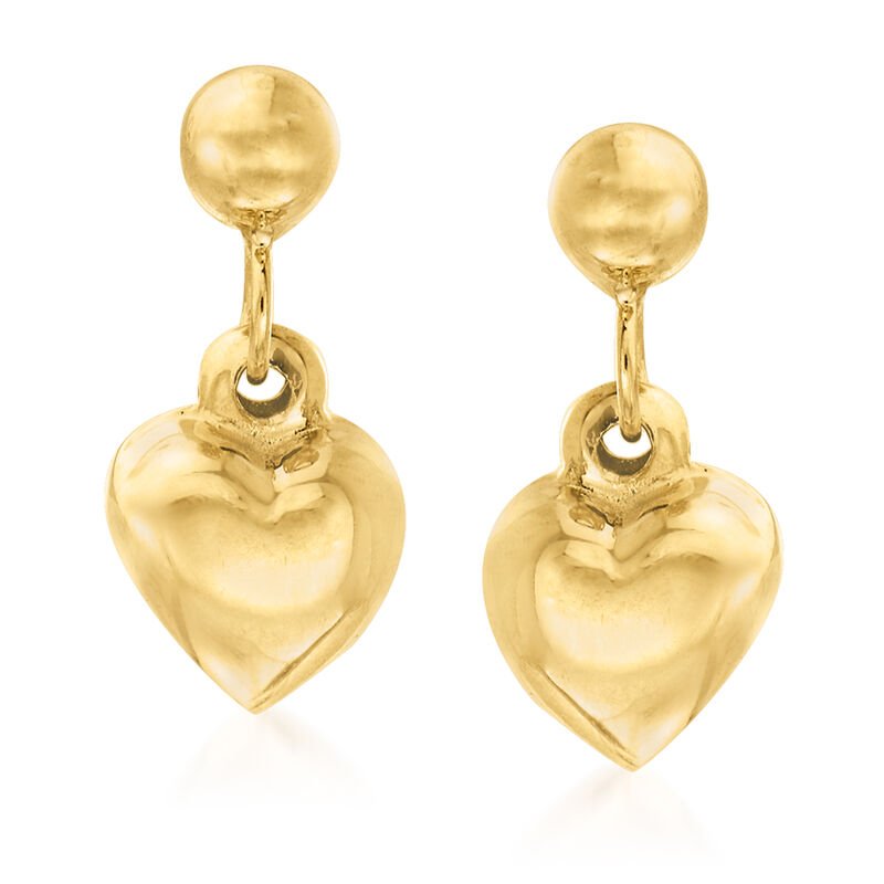 Italian 14kt Yellow Gold Heart Drop Earrings image number 0