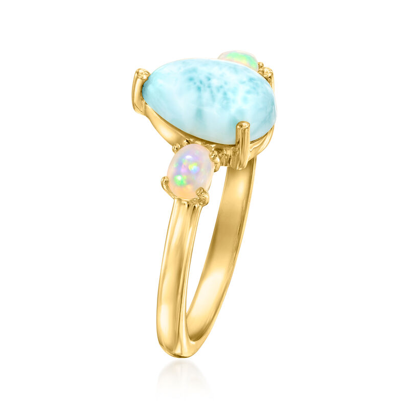 Larimar and Opal Ring in 18kt Gold Over Sterling image number 2
