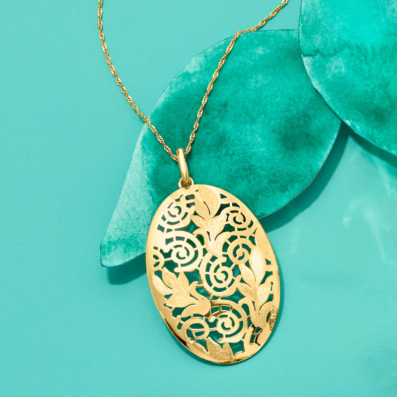 Italian 14kt Yellow Gold Leaf Swirl Cutout Pendant image number 2