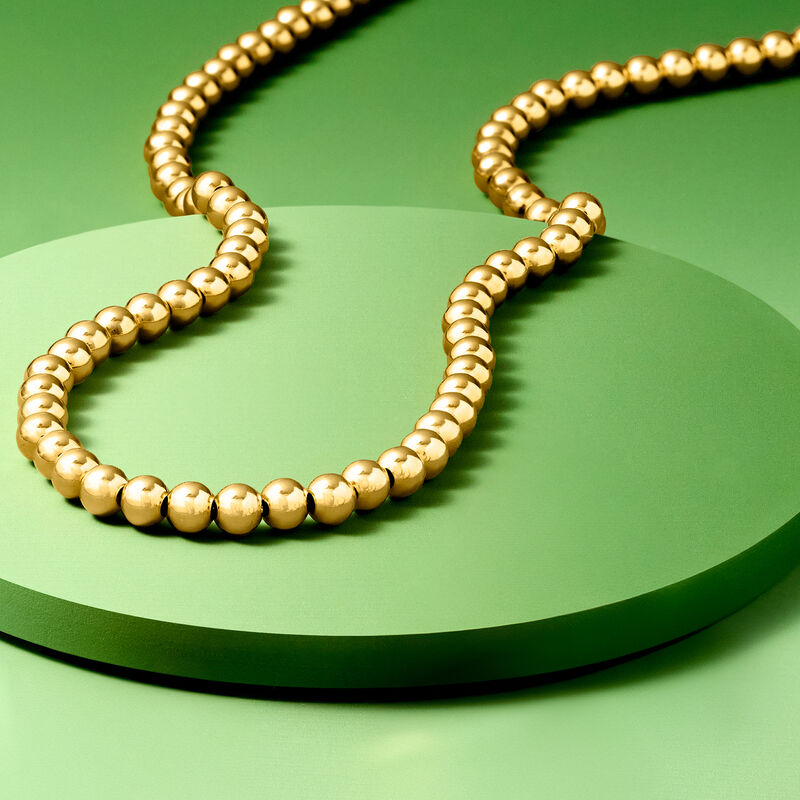 Italian 5mm 18kt Gold Vermeil Bead Necklace image number 3