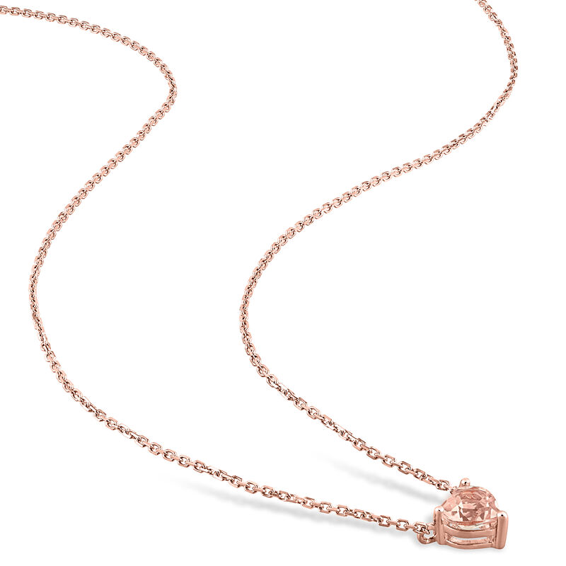 .50 Carat Morganite Heart Necklace in 14kt Rose Gold. 16&quot; image number 1