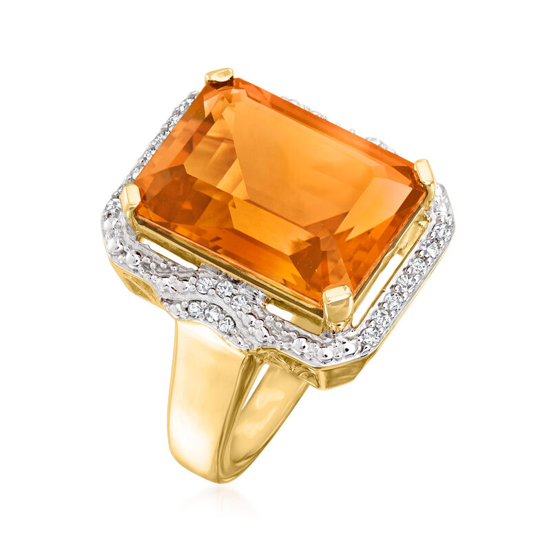 11.00 Carat Madeira Citrine and .20 ct. t.w. Diamond Ring in 18kt Gold Over Sterling. Size 8 image number 2