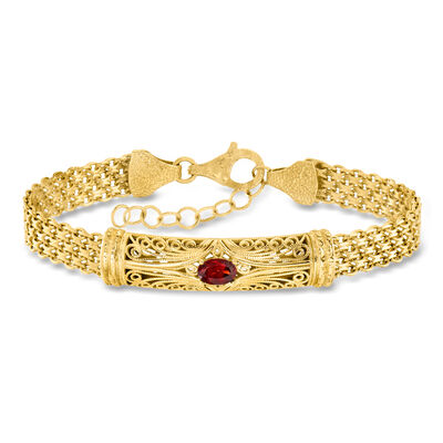 .70 Carat Garnet Filigree Bracelet in 18kt Gold Over Sterling