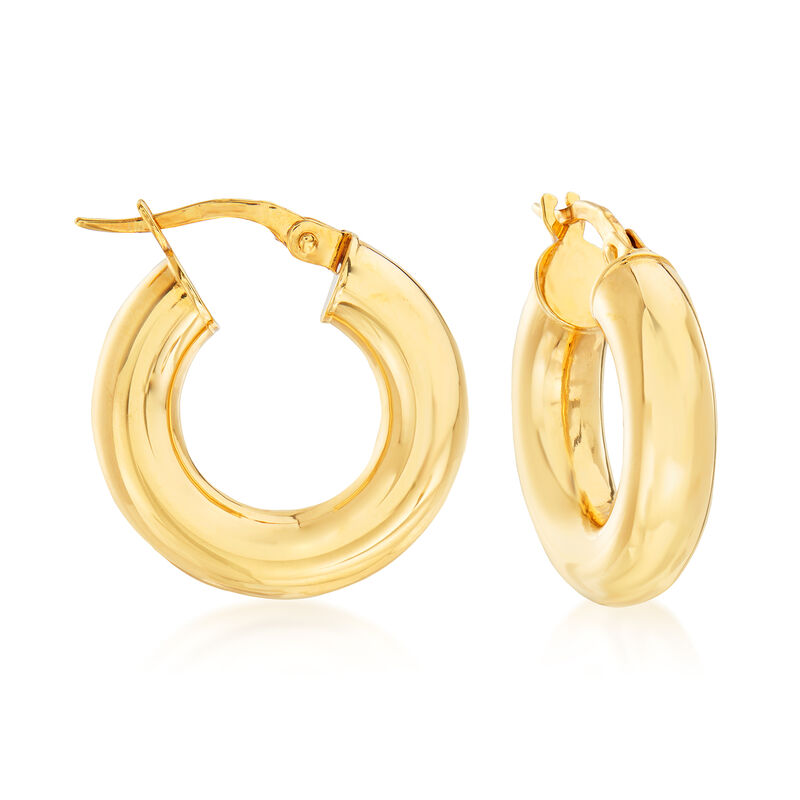 Italian 14kt Yellow Gold Huggie Hoop Earrings. 3/4&quot; image number 0