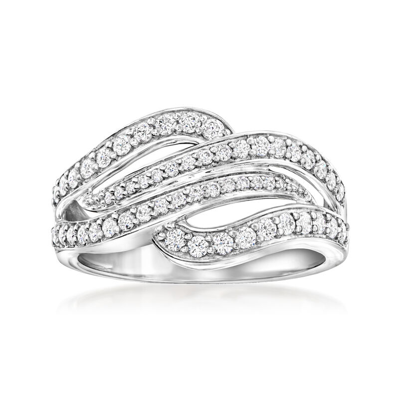 .50 ct. t.w. Lab-Grown Diamond Wave Ring in Sterling Silver. Size 7 image number 0