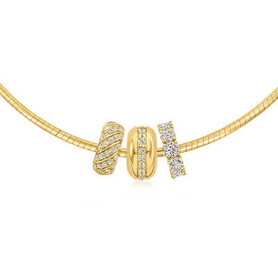 .30 ct. t.w. White Topaz Striped Bead Charm in 18kt Gold Over Sterling