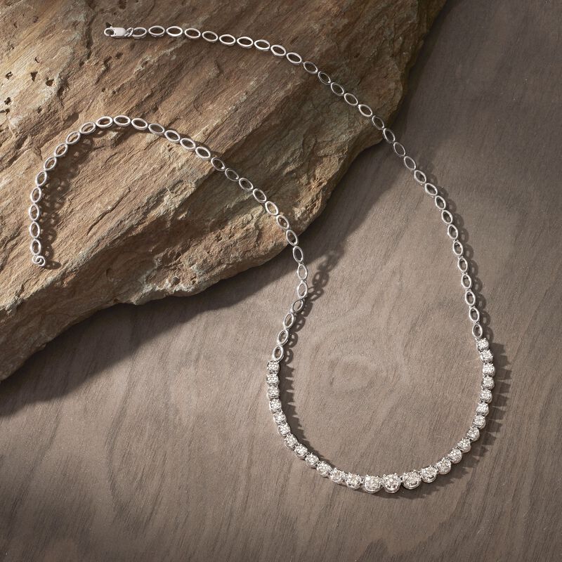 1.00 ct. t.w. Graduated Diamond Necklace in Sterling Silver image number 2