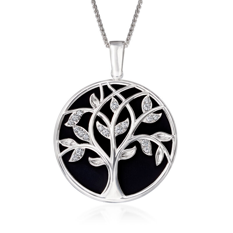 .70 ct. t.w. CZ Tree of Life Mirror and Magnifier Adjustable Necklace in Sterling Silver image number 0