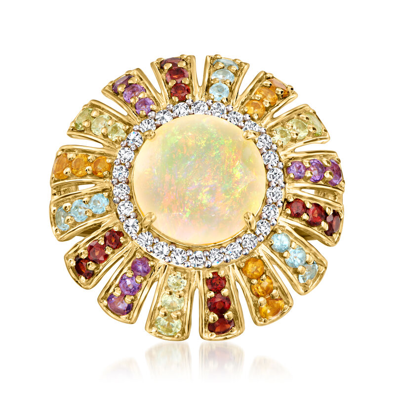 Opal and 1.60 ct. t.w. Multi-Gemstone Ring in 18kt Gold Over Sterling image number 0