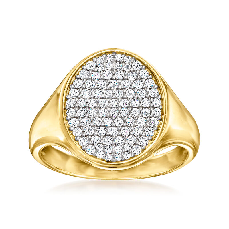 Italian Pave .40 ct. t.w. CZ Oval Ring in 18kt Gold Over Sterling image number 0