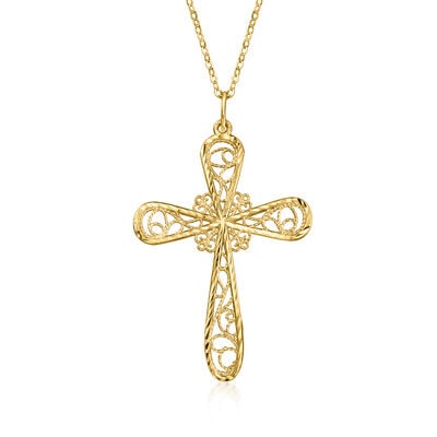 Italian 10kt Yellow Gold Filigree Cross Pendant