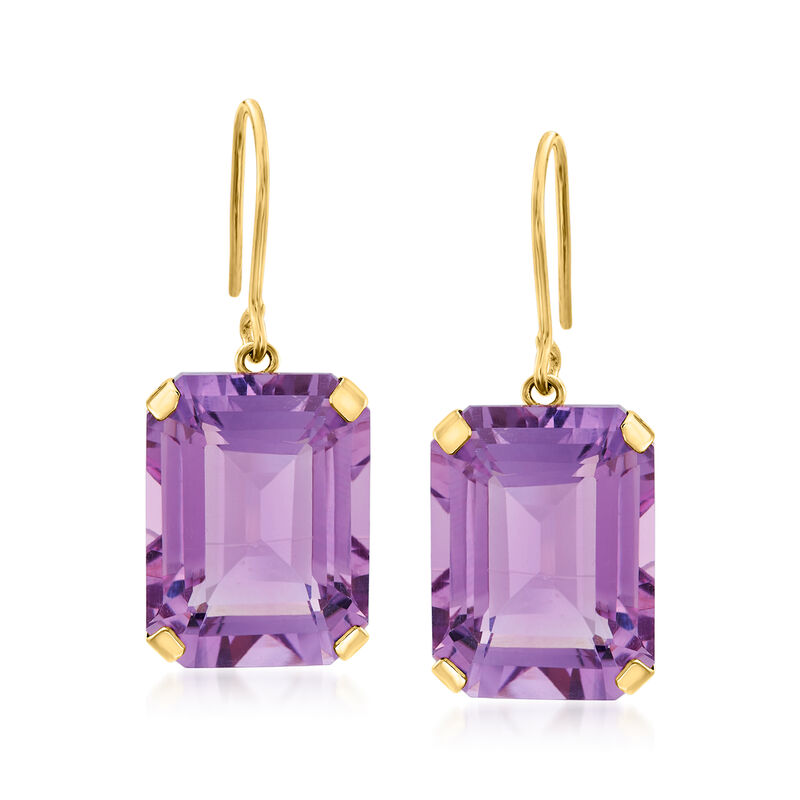 20.00 ct. t.w. Amethyst Drop Earrings in 14kt Yellow Gold  image number 0